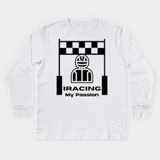 Iracing Fan T Shirt Black Kids Long Sleeve T-Shirt